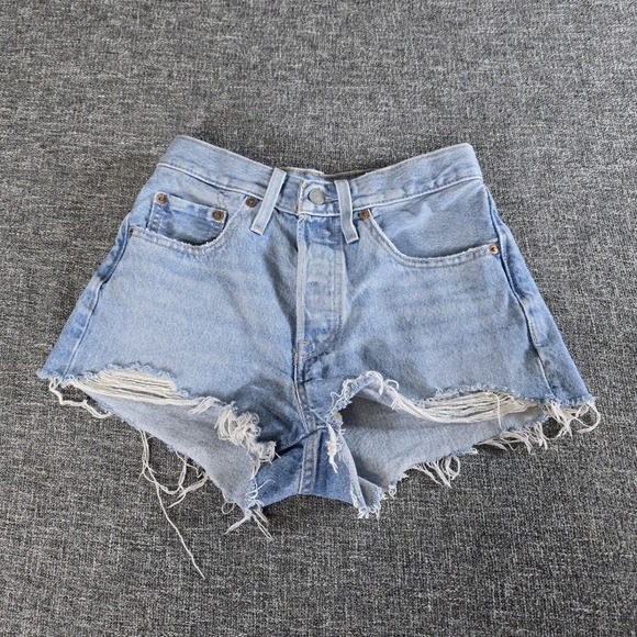 Levi's Pants - Levis 501 Original Cutoff Denim Shorts Light Wash Button Fly Womens 26 High Rise